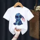 thumbnail image 3 of Camiseta infantil de Disney Lilo Stitch, camiseta kawaii, ropa informal de dibujos animados de anime para niños, camiseta para niñas y niños, camiseta de moda Y2K, 3 of 5