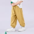 thumbnail image 4 of Lenpel Toddler Baggy Joggers Unisex Girls Boys Summer Elastic Waist Cinch Boston Pull on Pants Lightweight Casual Trousers 2-10 Y, 4 of 7