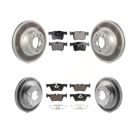 Transit Auto - Front Rear Coated Disc Brake Rotors And Ceramic Pads Kit