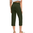 thumbnail image 5 of Mohiass Women's Capri Pants Stretch Summer High Waisted Womens Capris Clearance Yoga Wide Leg Tummy Control Capris Pants for Women with Pockets Army Green 2XL, 5 of 6