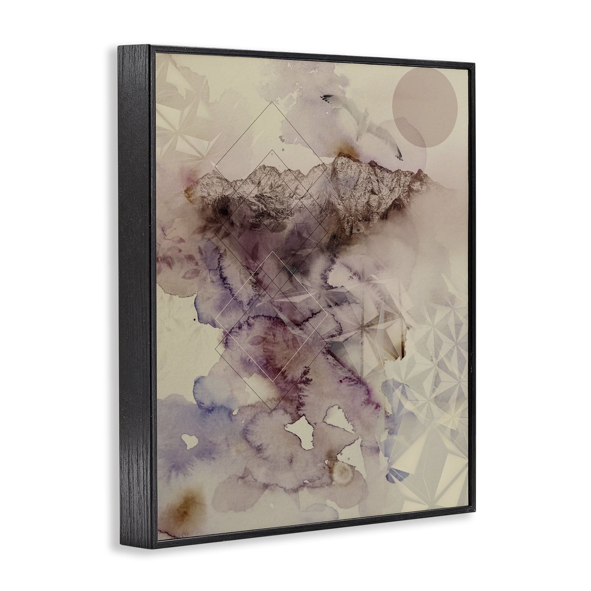 Stupell Industries Dust Abstract with Geometrics Black Framed Giclee Art, design by Gemma Bardot