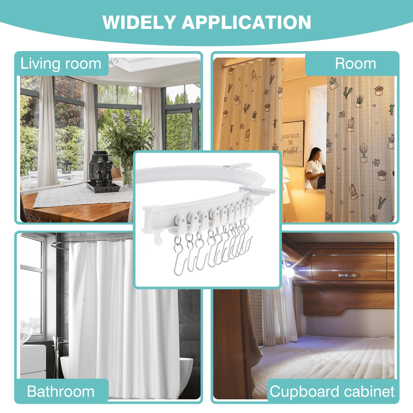 Bendable Ceiling Curved Curtain Track Flexible Ceiling Curtain Mount Soft  Windows Curved Track for Curtain Rail with Metal Curtain Hooks, Bed  Curtains Room Divider, Ceiling Track 5 m By MUTOCAR 