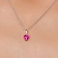 thumbnail image 3 of Gem Stone King 14K White Gold Pink Created Sapphire Pendant Necklace for Women | 0.60 Cttw | Gemstone September Birthstone | Heart Shape 5MM | With 18 inch Chain, 3 of 6
