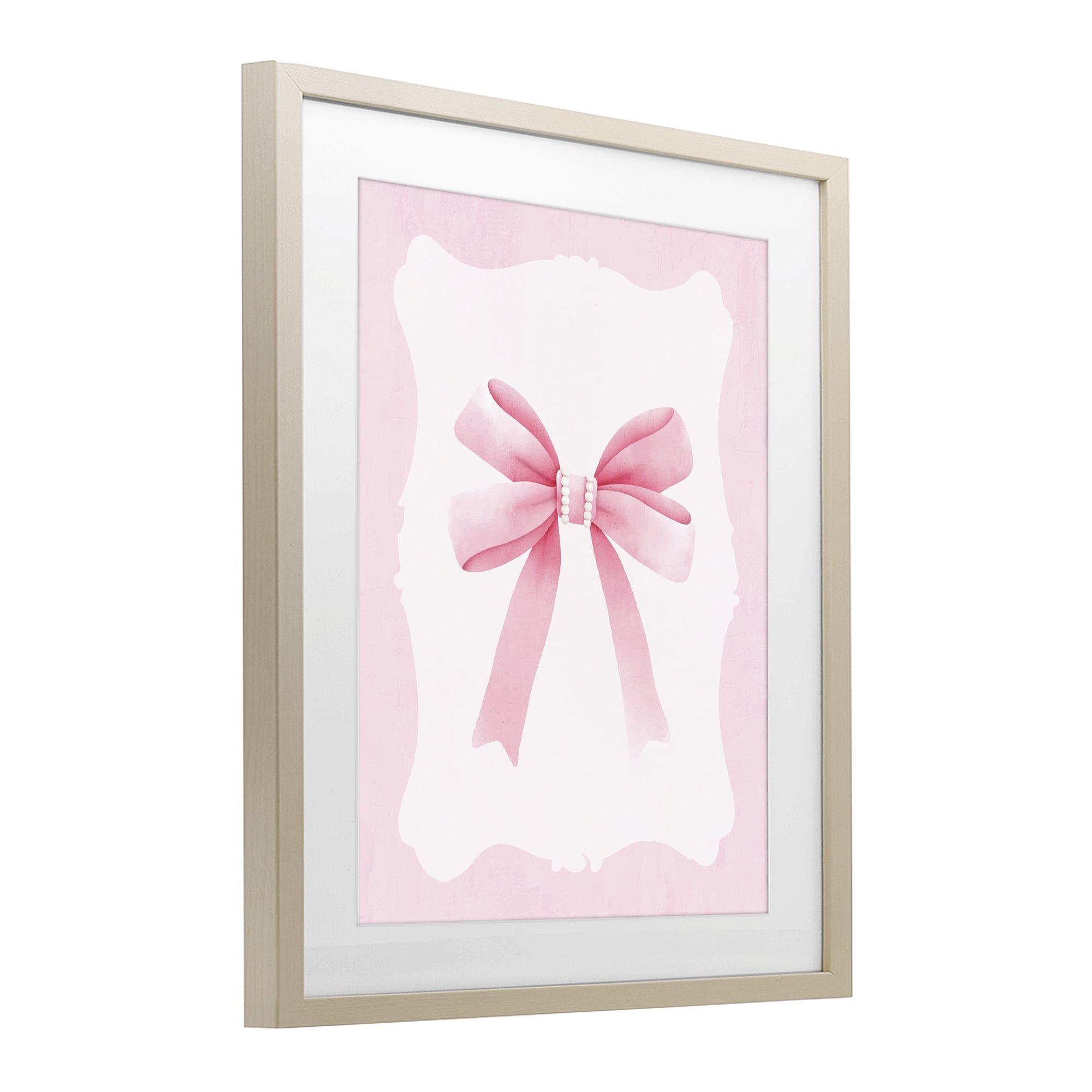 Stupell Industries Feminine Bow with Pearls Birch Framed Print Under Glass, design by Kim Allen