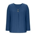 thumbnail image 3 of vdgthytj Women's Long Sleeve Tunic Tops V Neck Button Fall Shirts Casual Solid Color Going out Dressy Blouses, 3 of 6