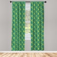 thumbnail image 3 of Ambesonne Tropical Curtains, Exotic Leaves With Dots, Pair of 28"x63", Apple Green and Teal, 3 of 5