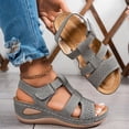 thumbnail image 5 of IEMIEMIEM Women's Wedge Orthopedic Sandals Comfortable Open Toe Summer Sandals Comfortable Hollow Out Sandal with Arch Support Gray 5.5 Wide, 5 of 5