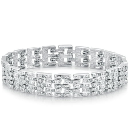 1.0 Carat T.W. Diamond Silvertone over Brass Fashion Bracelet, 7.50 Inch.