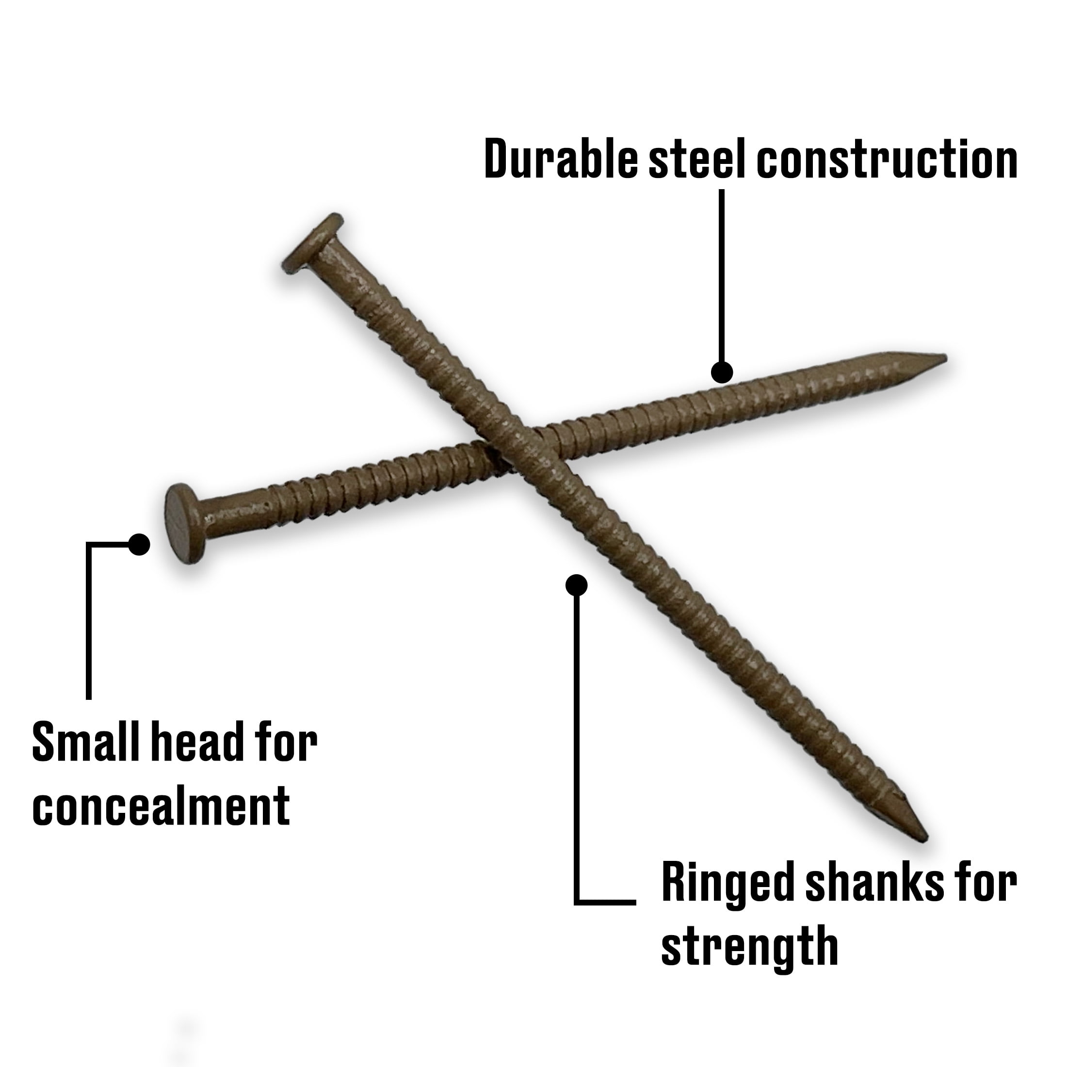 Fas-n-tite Panel Nails, 1-5/8", Steel, Painted Finish, Dark Oak, Interior Finishing Nails