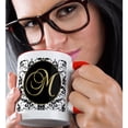 thumbnail image 2 of 3drose, Image of the Script Letter M in Black White and Gold, 11oz Two-tone Red Mug, 2 of 6