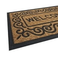 thumbnail image 2 of Geometric Entrance Door Mat, 100% Natural Coconut Husk Fibers & Non-Skid Recycled Rubber Backing, 2' x 3' Durable Outdoor/Indoor Welcome Mat for Entryway, 18" W X 30" L, Rectangle, Welcome Scrolls, 2 of 3