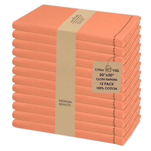 Juego de 12 servilletas de tela Urban Villa Orange, 100% algodón