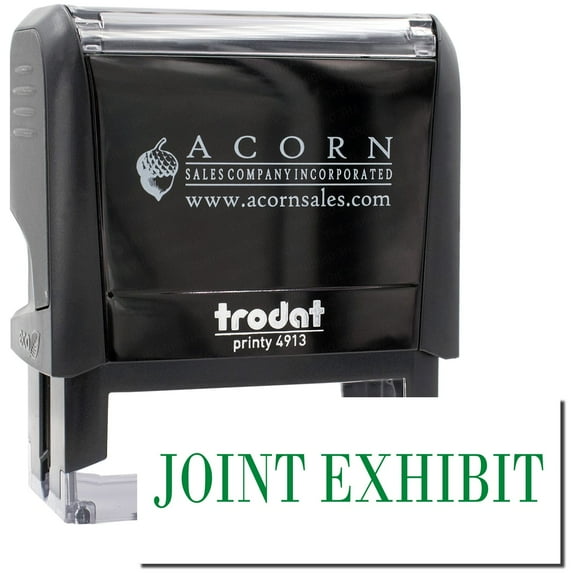 Large Self-Inking Joint Exhibit Stamp, Trodat Printy 4913, Press and Print Stamping, Impression Size 7/8" x 2-1/4", Up to 10,000 Impressions - Green Ink