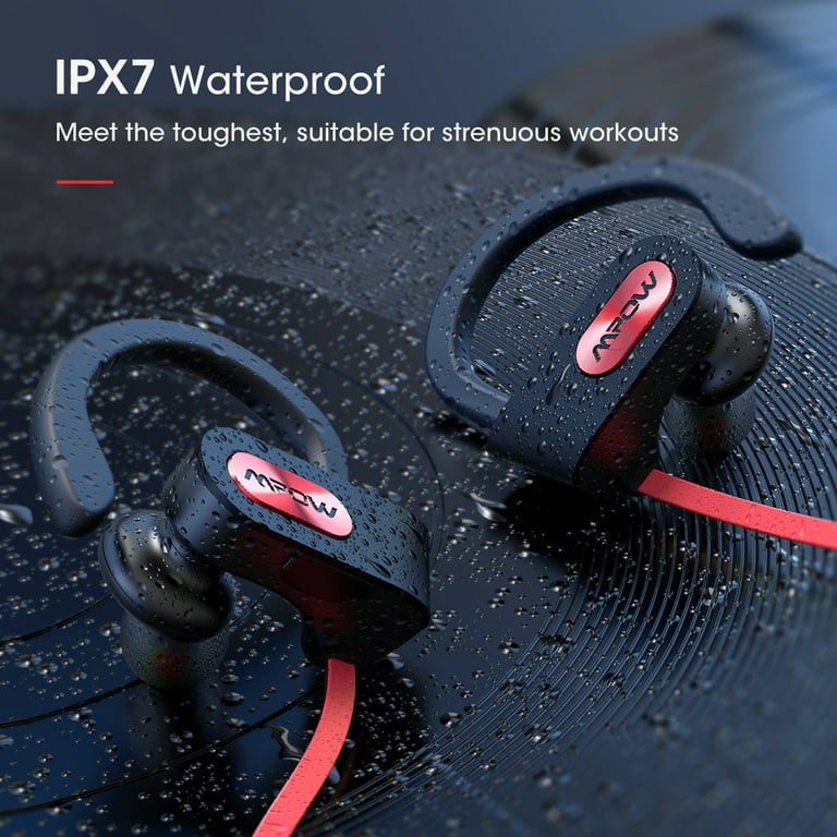 Mpow Flame S Bluetooth Headphones, Wireless Earbuds IPX7 Waterproof Earphones with Mic for Workout and Sports, in Ear Earphones Pro Version Aptx-HD Bass/BT 5.0/12H Playtime - Red - Walmart.com