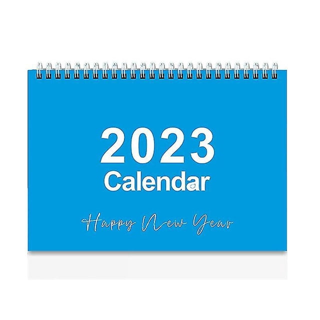 Calendario de escritorio Impresión en inglés Patrón claro Encuadernación en espiral doble Organizador de agenda anual flexible autónomo Suministros de oficina 2023 Escritorio de pie Cal