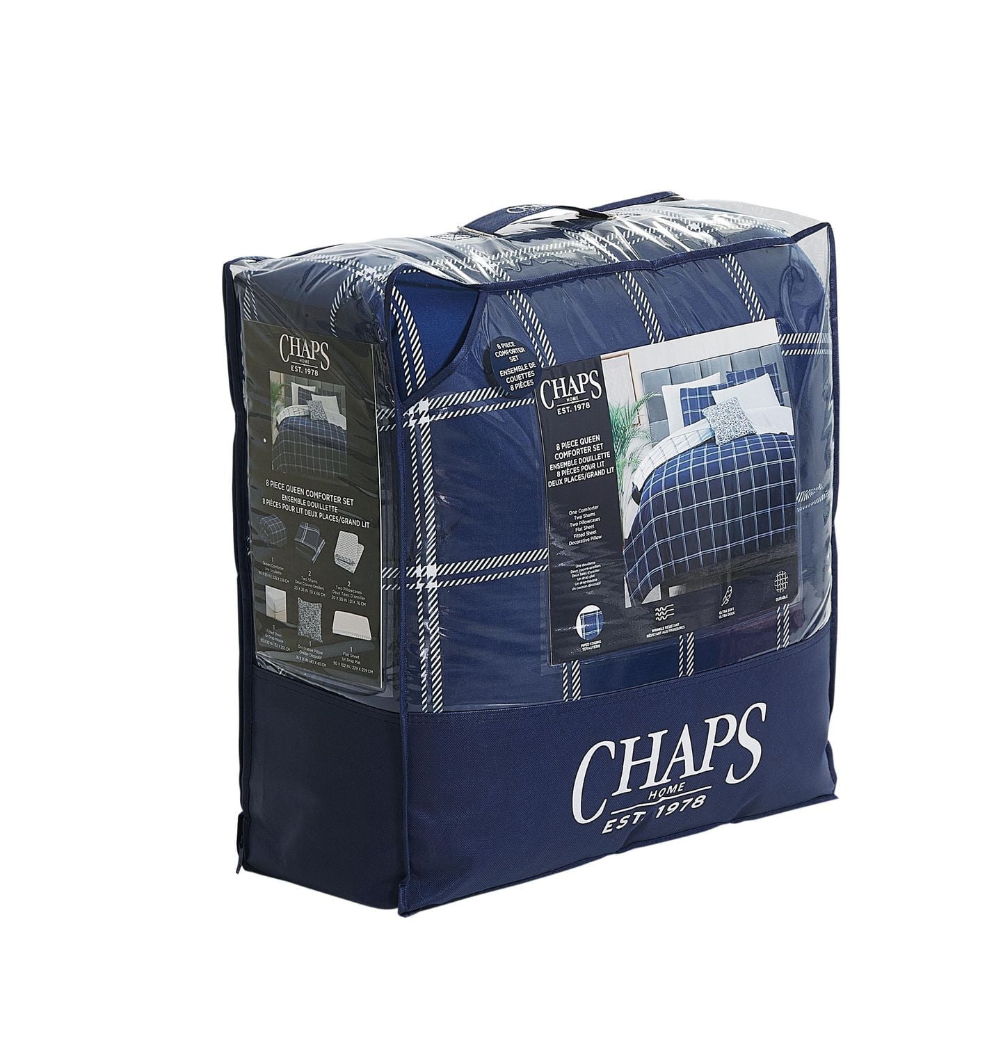 Chaps 8-Piece Plaid Bedding Comforter Set - Bed in a Bag