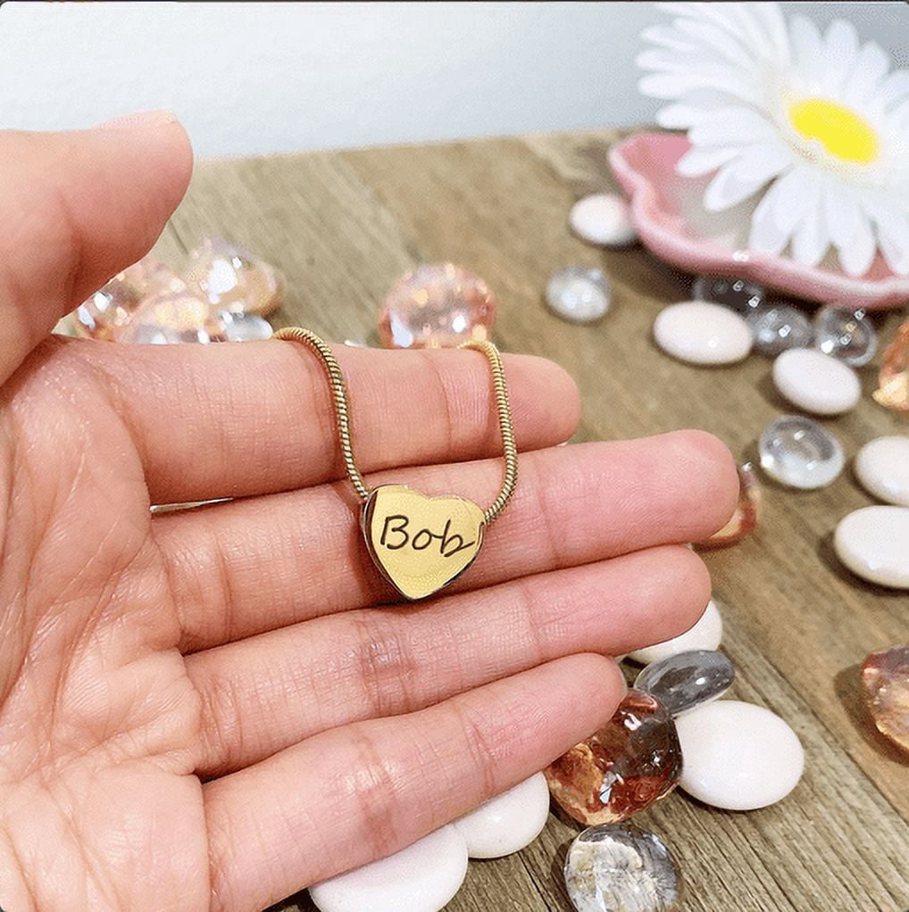 Engraving Heart Cremation Necklace, Personalized Memorial Keepsake, Custom Pet Keepsake Jewelry for Ashes, Free Engraving Silver Heart Pet Ashes Necklace with Filling Kit and Box [Gold, Engraving]