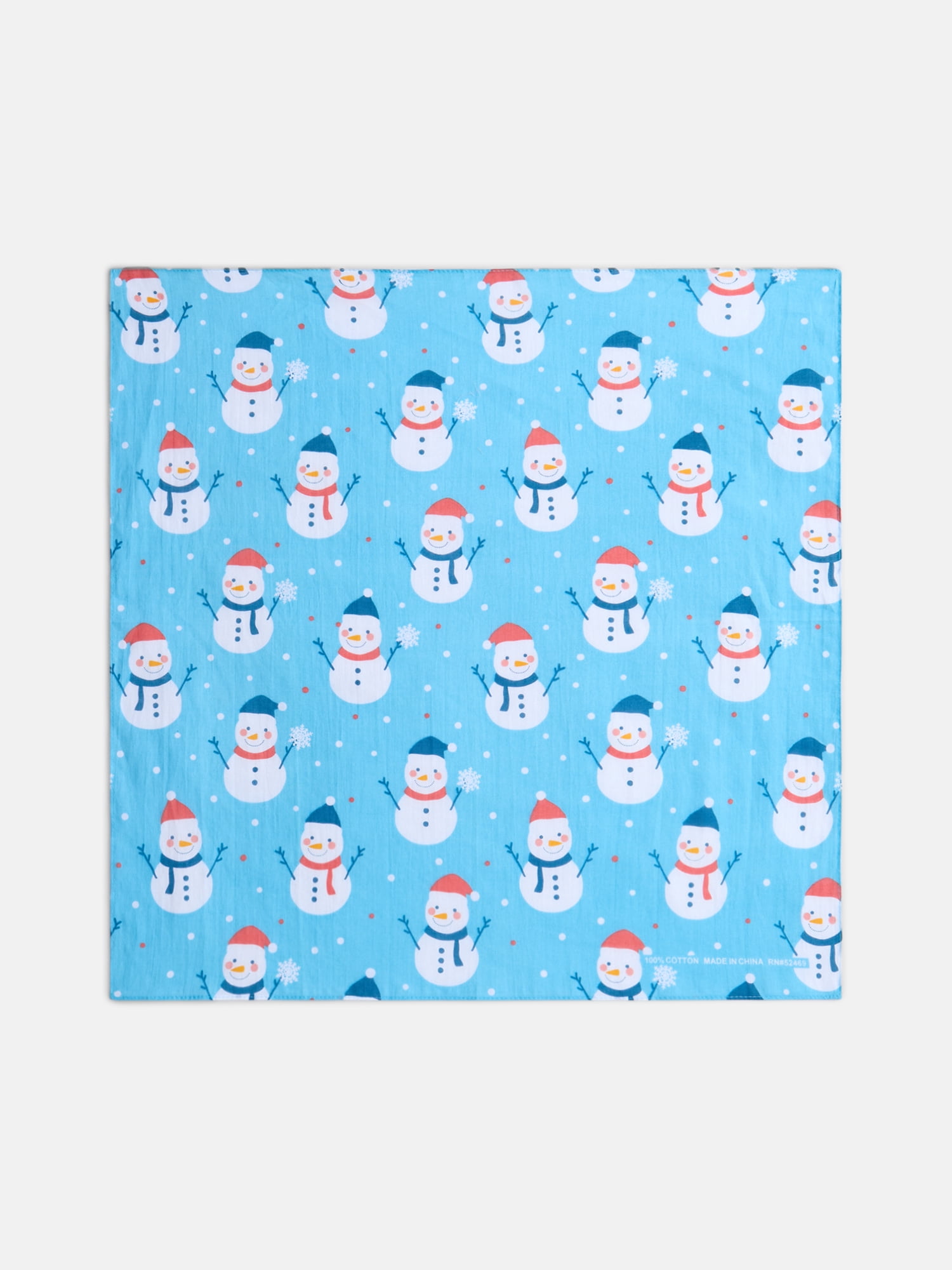 Holiday Time Woven Jolly Snowmen Bandana, One Size, Blue, Cotton