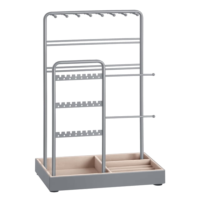 Soporte para joyas SONGMICS Bandeja de terciopelo con marco de metal gris tórtola