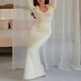 thumbnail image 3 of Long Sleeve Scoop Neck Solid Color Bodycon Dress for Women, 3 of 9