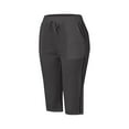 thumbnail image 2 of Clearance! Women's Cotton Linen Wide Leg Capri Pants High Waisted Drawstring Breathable Summer Beachwear Fashionable and Comfortable Grey L Size, 2 of 6