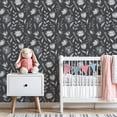 thumbnail image 3 of Peel and Stick Wallpaper Drawn Floral Botanical Line Art Dark Gray Elegant Wall Mural 23.6in x 9.8ft Self Adhesive Removable Wall Paper Renter Friendly Wallpaper for Nursery Bedroom Cabinets, 3 of 8