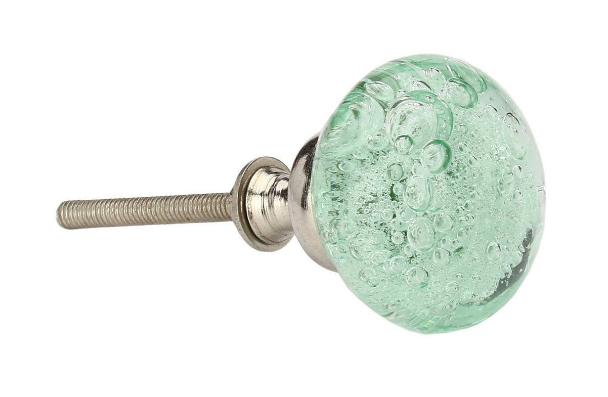 Set of Six Light Green Bubble Glass Cabinet Knobs by Perilla Home