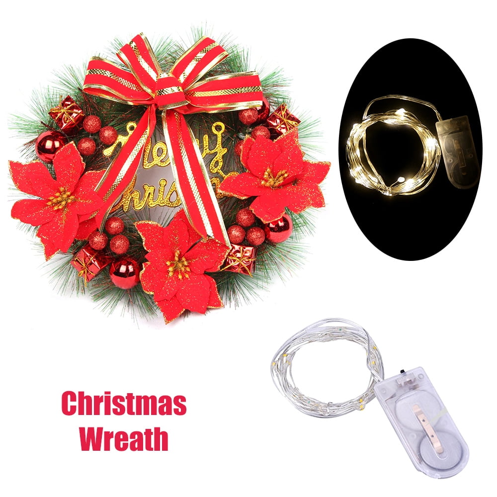 Items similar to merry christmas frame on etsy Christmas Wreath with Led String Light Garland Merry Christmas Front Door Wreath Artificial