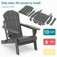 thumbnail image 4 of Hidpriva Outdoor Folding Adirondack Chair with Cup Holder, HDPE Weather Resistant Fire Pit Chair, Grey, 4 of 7