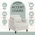 thumbnail image 4 of MOONMISS Mid-Century Chenille Solid Print Removable Back Cushion Armchair, Beige, 4 of 5