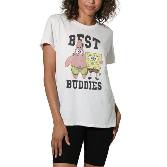 SpongeBob SquarePants And Patrick, Best Buddies Women's Loose T-Shirt, White, X-Large