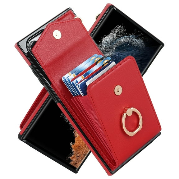 For Samsung Galaxy S23 Ultra 5G Ring Holder RFID Card Slot Phone Case