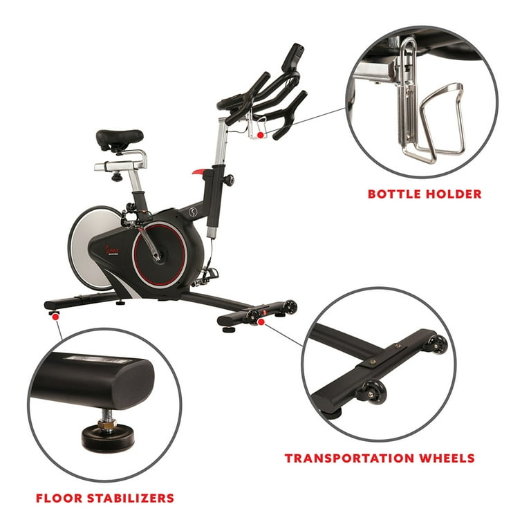 Free Shipping Sunny Health Fitness Magnetic Belt Rear Drive Indoor Cycling Bike High Weight Capacity with Cadence Sensor and Pulse Rate Monitor SF B1709 Walmart