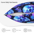 thumbnail image 5 of Haiem cool crystal Skull flower Print Velvet Soft Solid Decorative Square Throw Pillow Covers Set with Elegant Piping Christmas Cushion Case for Sofa Bedroom Car-16"x16", 5 of 8
