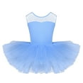 thumbnail image 4 of TiaoBug Kids Girls Mesh Spliced Ballet Tutu Dress Cutout Back Gymnastics Skirted Leotard Ballerina Dancewear Light Blue 4, 4 of 7