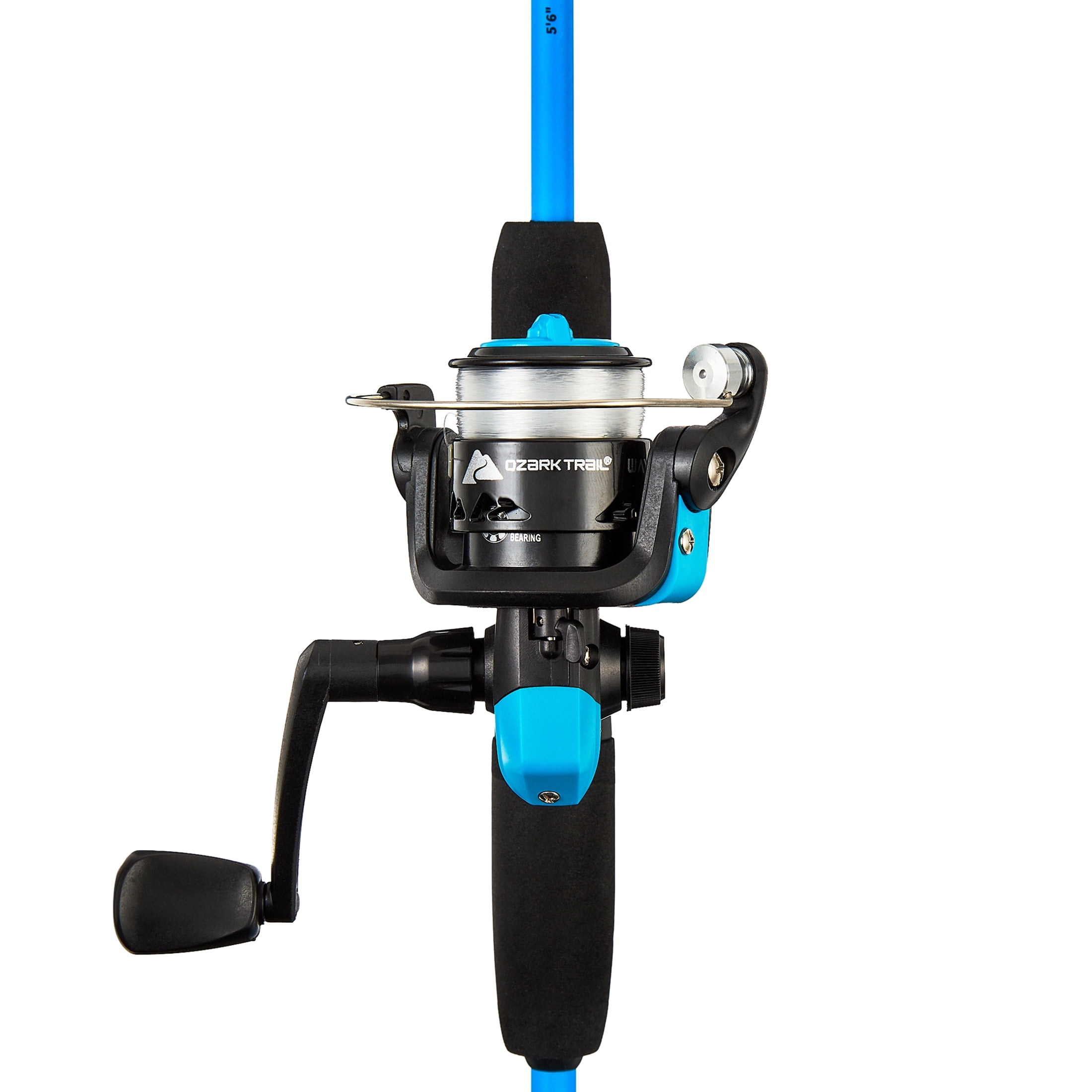 Ozark Trail Wayfarer Fiberglass Spinning Fishing Rod and Reel Combo for Adults, 5' 6", Blue, 2 Pieces