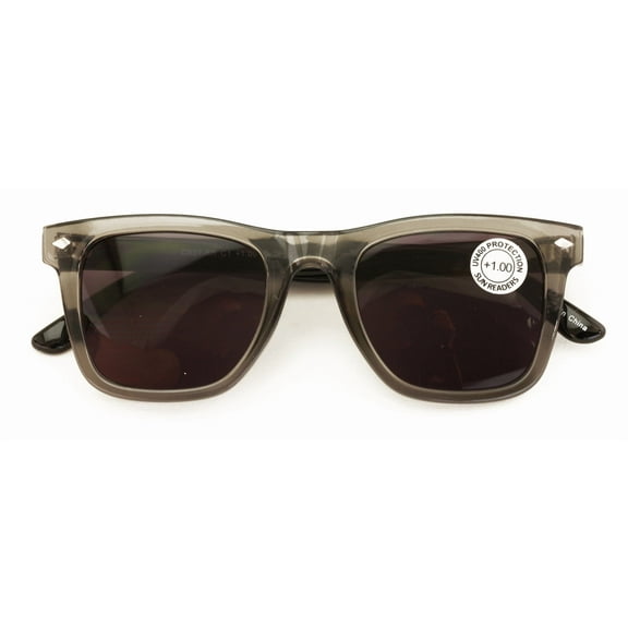 Men Square Tinted Reading Glasses - Fully Magnified Lens Outdoor Reader - UV Protection Outdoor CR07  2.00