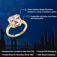 thumbnail image 2 of Gem Stone King 4.32 Ct Cushion Peach Simulated Morganite 18K Yellow Gold Plated Silver Double Prong Ring, 2 of 6