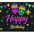 thumbnail image 3 of Colorful Mardi Gras Themed Happy Birthday Banner with Mask Feather and Star Elements Party Backdrop Decoration for Birthday Parties Photography Props and Home Decorations, 3 of 7