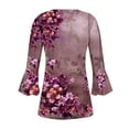 thumbnail image 5 of Dazajoo Womens Boho Blouses 3/4 Sleeve Vintage Floral Print Tunic Tops 2025 Summer Plus Size V Neck Flowy Henley Shirts,Hot Pink,XL, 5 of 6