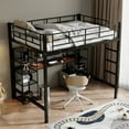 thumbnail image 3 of Full Size Metal Loft Bed, Heavy Duty Loft Bed with Built in Desk and 2 4-Tier Shelves, Full Size Bed Frame with Side Ladder for Boys, Girls, 3 of 7