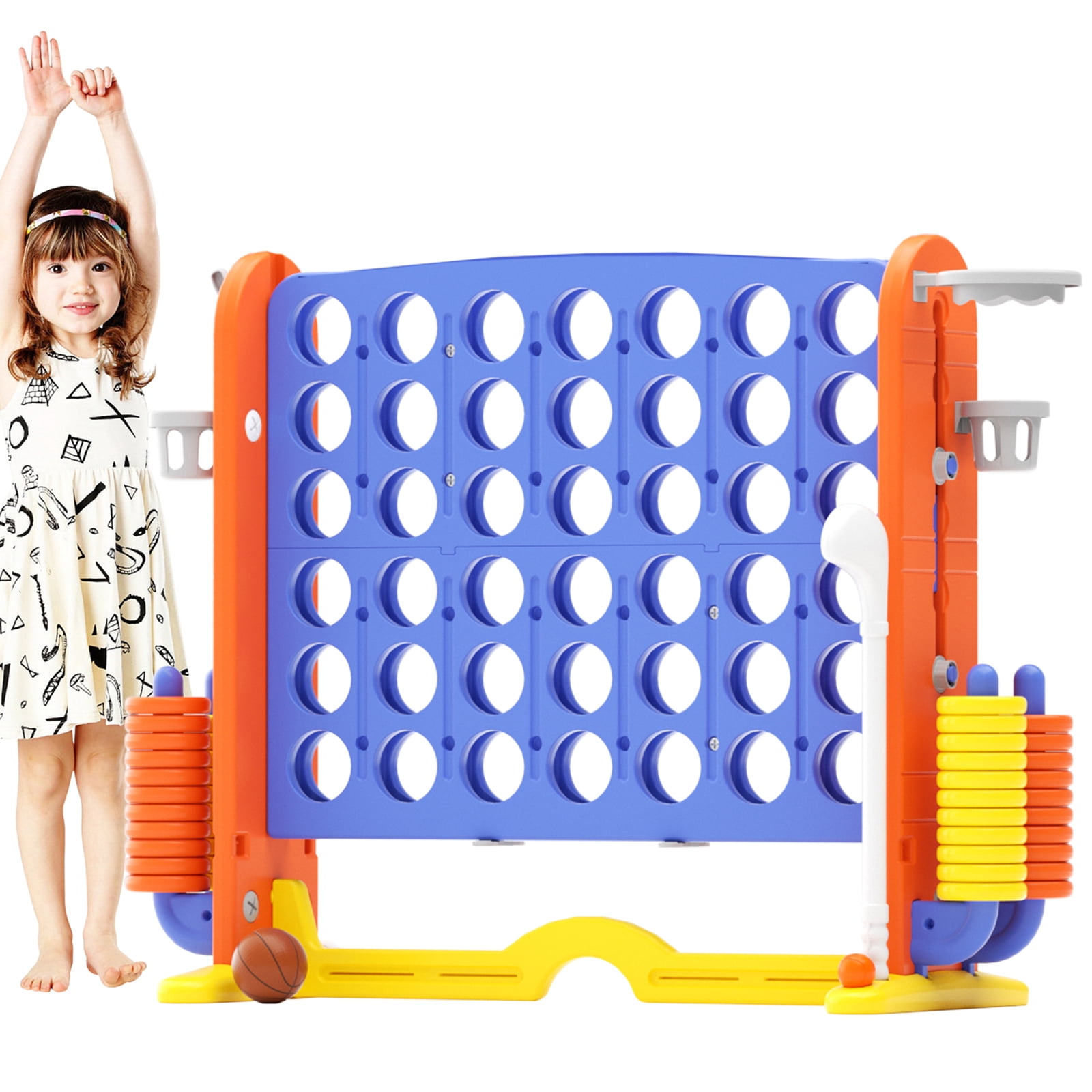 KORIMEFA Jumbo 4-to-Score Giant Game Set 4 in a Row Connect Game Perfect for Kids Adults Outdoor Holiday Party Family yard Game, Orange