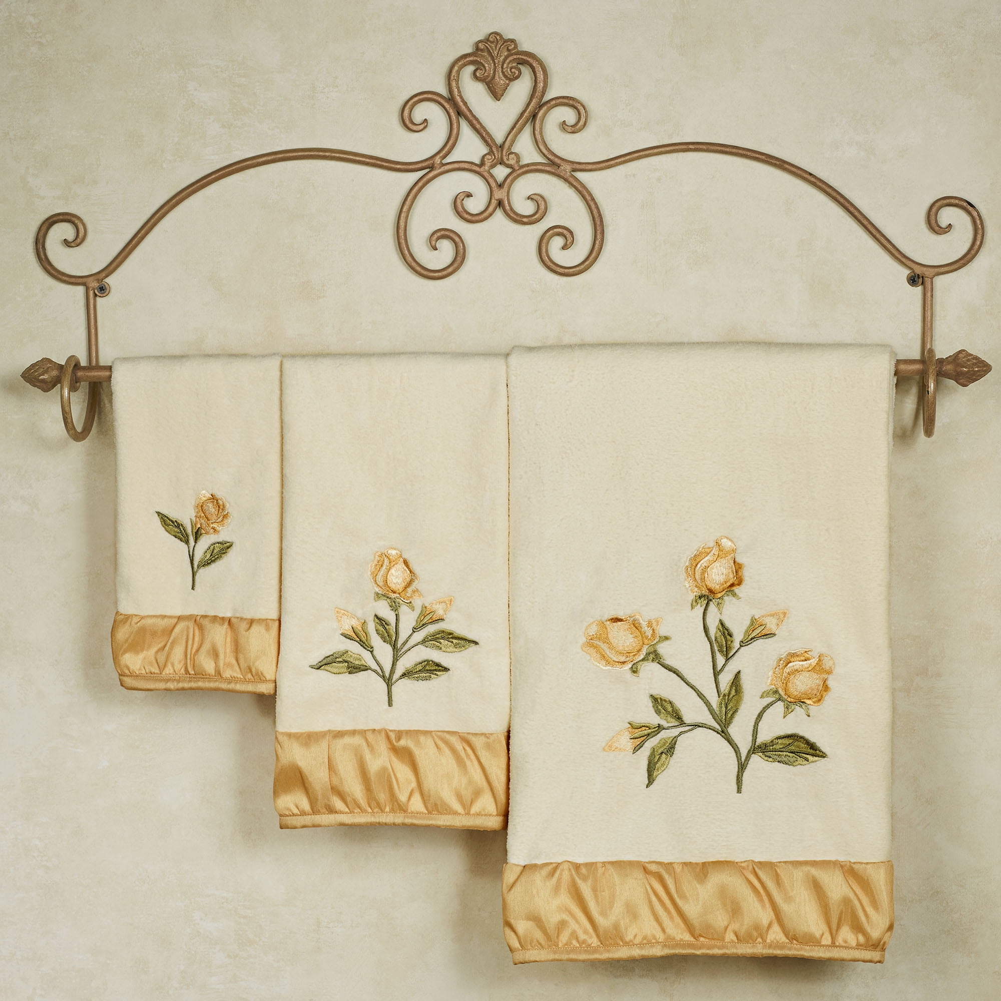 Charlotte Rose Bath Towel Set Butter Bath Hand Fingertip Set of Three