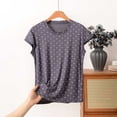 thumbnail image 2 of Loopsun Womens Short Sleeve Pajama Tops Print Round Neck Short Sleeve Thin Loose Loungewear, 2 of 5
