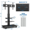 Rolling TV Stand for Flat TVs up to 85 inch, 3 Shelves, Black