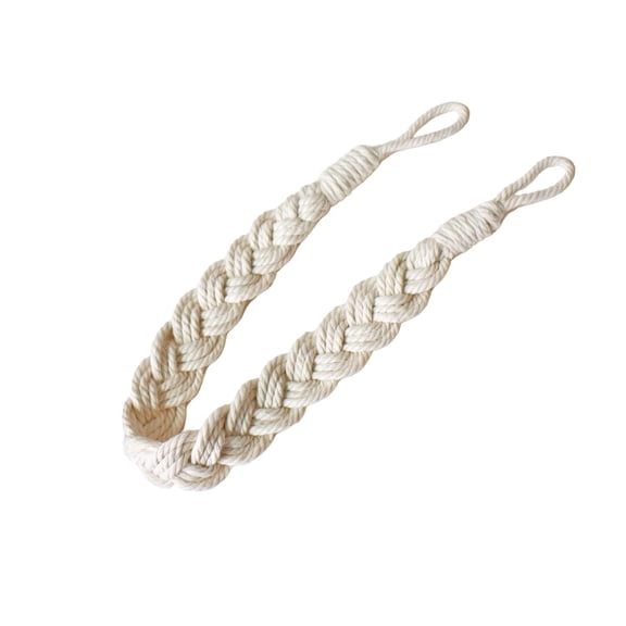 Woven Curtain Tieback Rope, No-Drill Woven Drape Holdback, 26.0 In, No-Drill Drape Holdback for Windows, White