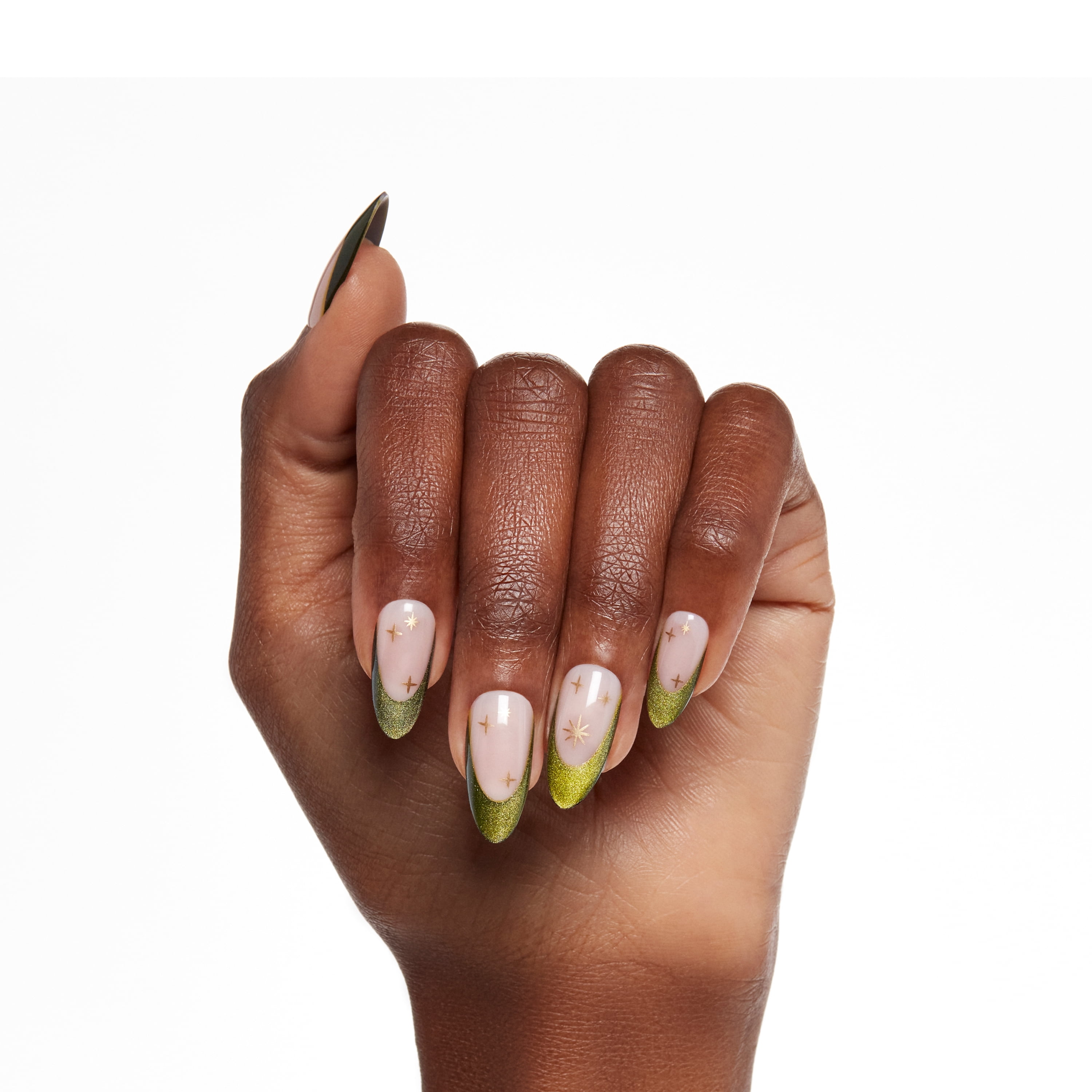 Salon Perfect Falloween Press On Nails, 324 Magnetic Green French, File & Glue Included, 30 Nails