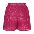 thumbnail image 4 of Womens Athletic Shorts Women's New Solid Color Fashionable Elegant Elastic Waist Sequin Shorts, 4 of 6