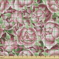 thumbnail image 2 of Ambesonne Floral Fabric by the Yard Upholstery, Blooming Peonies Pattern Art, 2 Yards, Pale Pink Laurel Green, 2 of 5