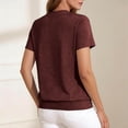 thumbnail image 6 of KIHOUT Women's Casual Notched V-Neck Short Sleeve T-Shirt Relaxed Fit Cotton-Like Everyday Summer Top, 6 of 8